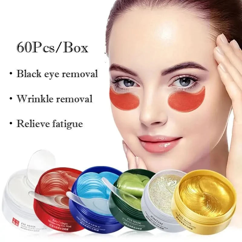 60pcs Gold Collagen Eye Mask moisturizing Anti Dark Circles removal Eye Bags Eyes Care Gel Masks Beauty Firming Eye Patches Jay Cosmetic