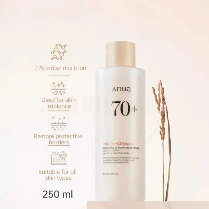 Anua Rice 70 Glowing Milky Toner Brightening Niacinamide Serum Toner Face Toner for Glass Skin Korean Skin Care Beauty Products Jay Cosmetic
