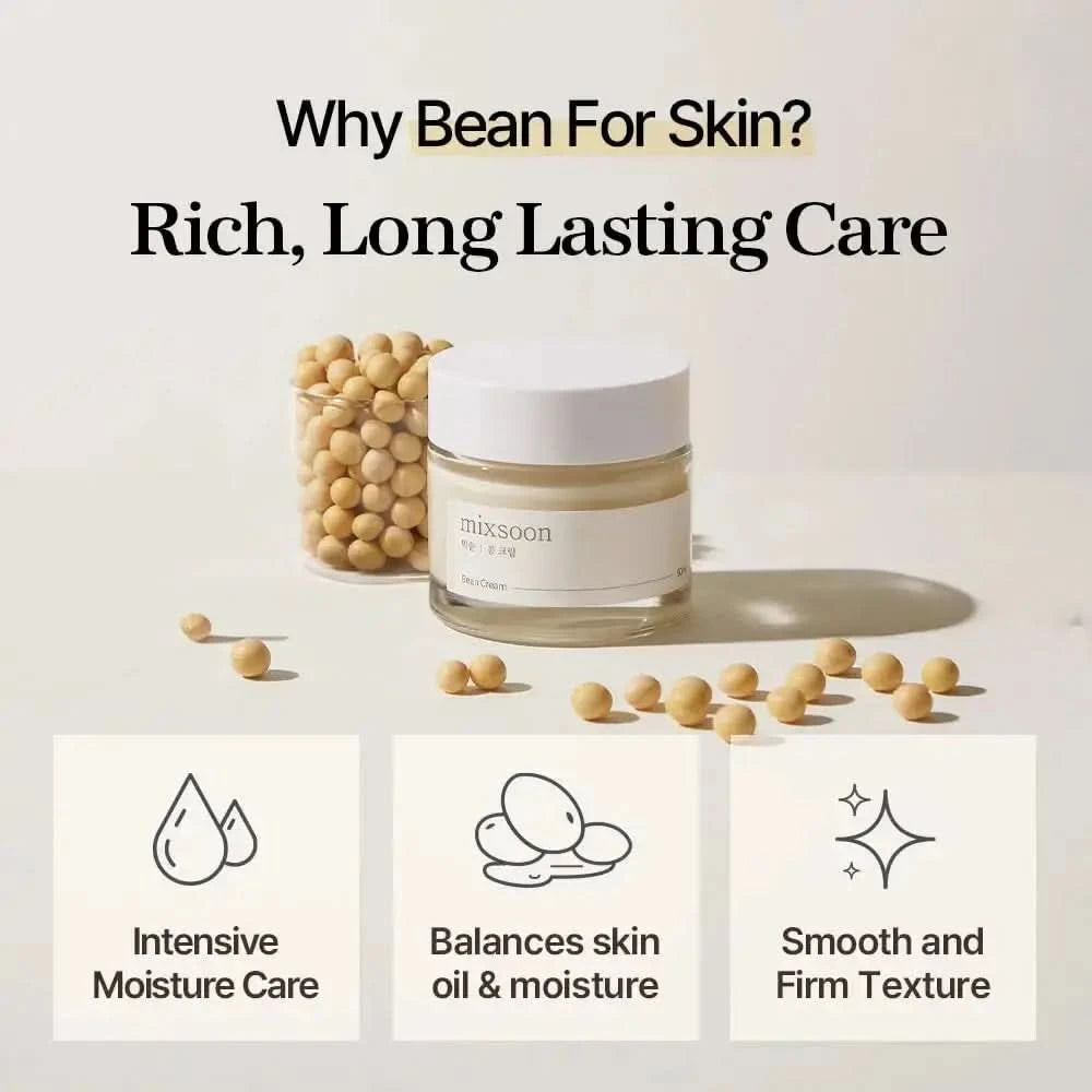 mixsoon Bean cream Vegansnail, Long-lasting Soothing Hydration Cream for face, Korean Skin Care 1.69 fl.oz 50ml Jay Cosmetic